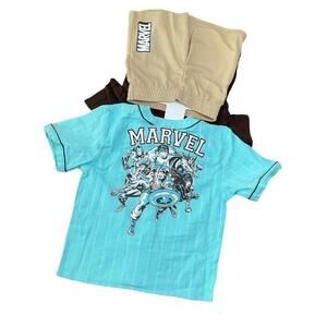 Marvel Boys Jersey Shirt Tee Shorts Set Character Size 3T NEW